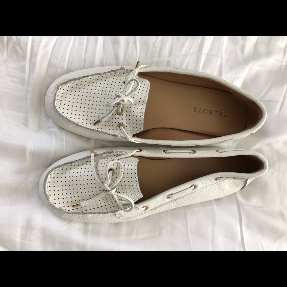 White leather Talbots slip on flats